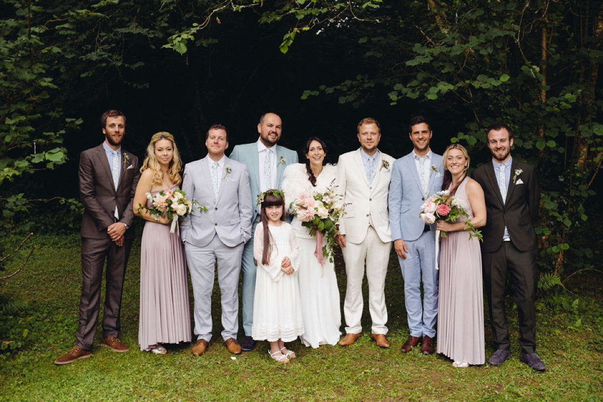 A backless Charlie Brear gown for a festival style tipi wedding in Cornwall. Photography by Lucy Little.