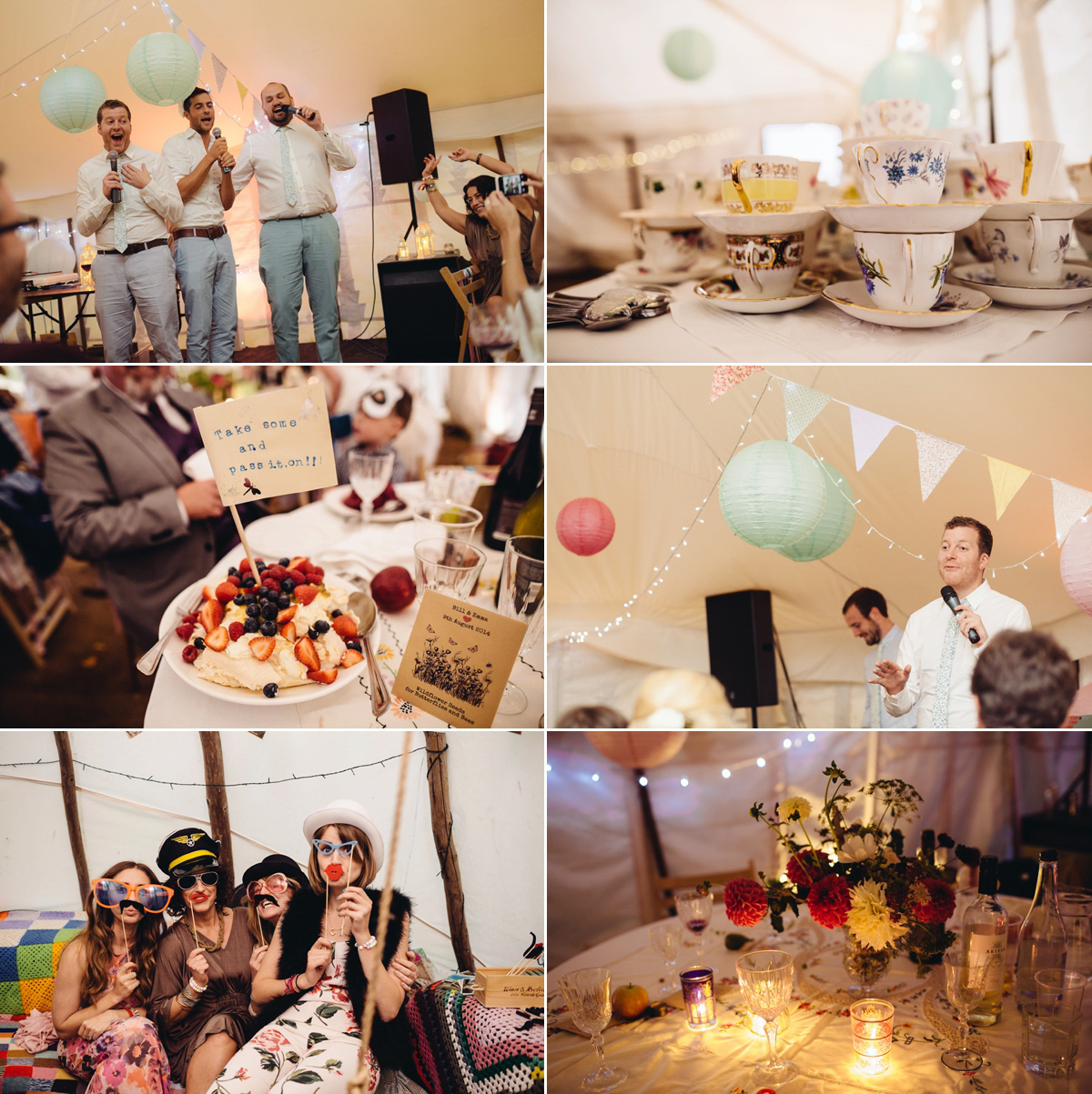 A backless Charlie Brear gown for a festival style tipi wedding in Cornwall. Photography by Lucy Little.