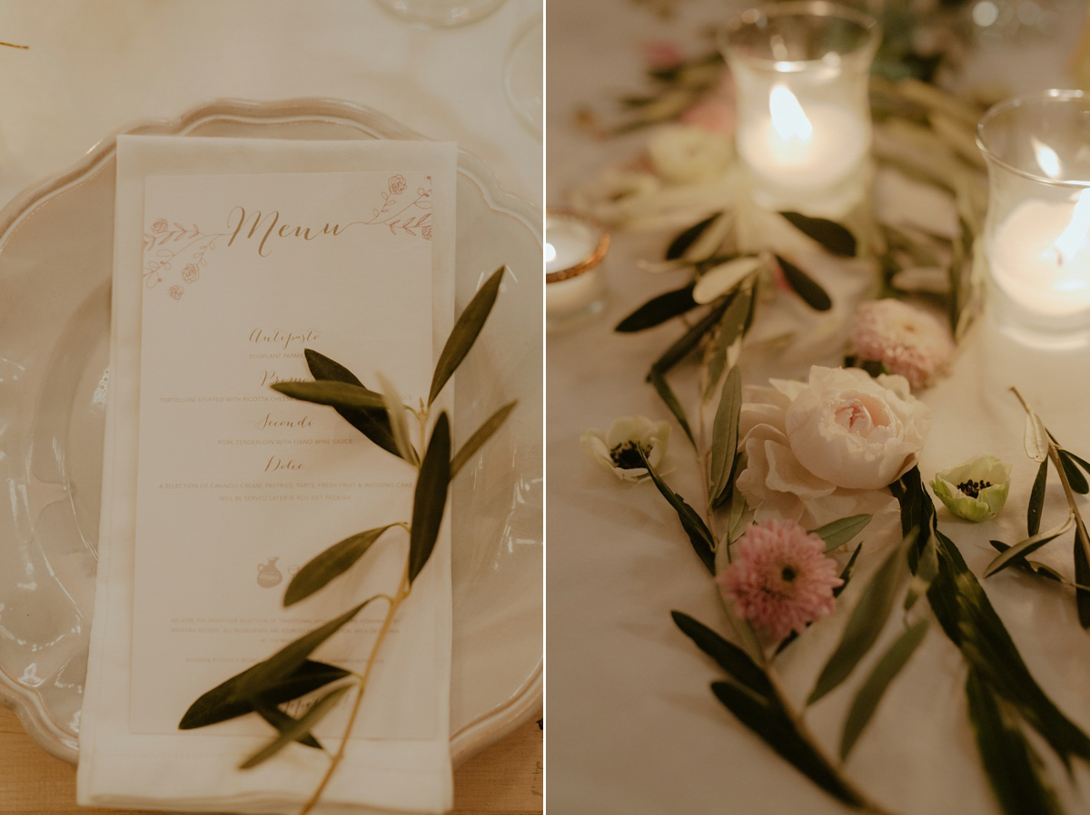 Erica wears a Grace Loves Lace gown for her elegant and bohemian inspired wedding in the south of Italy. Photography by Cinzia Bruschini.