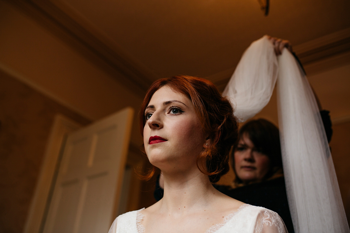 Bride Grace wore a pair of yellow shoes and a Kate Beaumont gown for her wedding in Sheffield. Images by Kindred Photography.