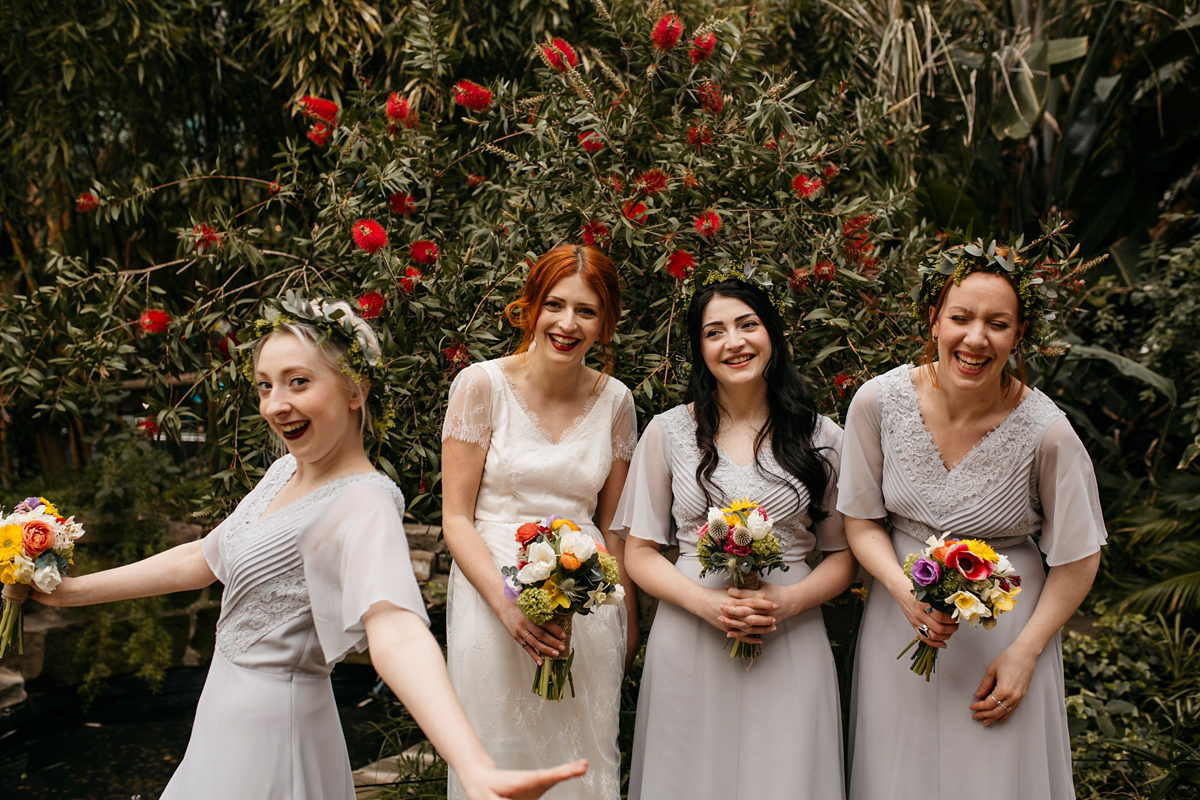 Bride Grace wore a pair of yellow shoes and a Kate Beaumont gown for her wedding in Sheffield. Images by Kindred Photography.