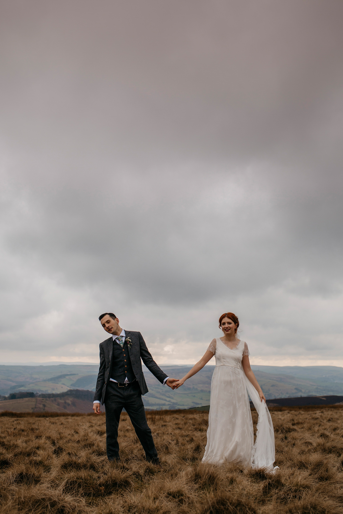 Bride Grace wore a pair of yellow shoes and a Kate Beaumont gown for her wedding in Sheffield. Images by Kindred Photography.