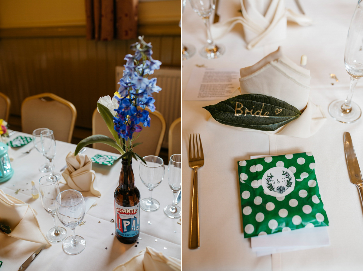 Bride Grace wore a pair of yellow shoes and a Kate Beaumont gown for her wedding in Sheffield. Images by Kindred Photography.