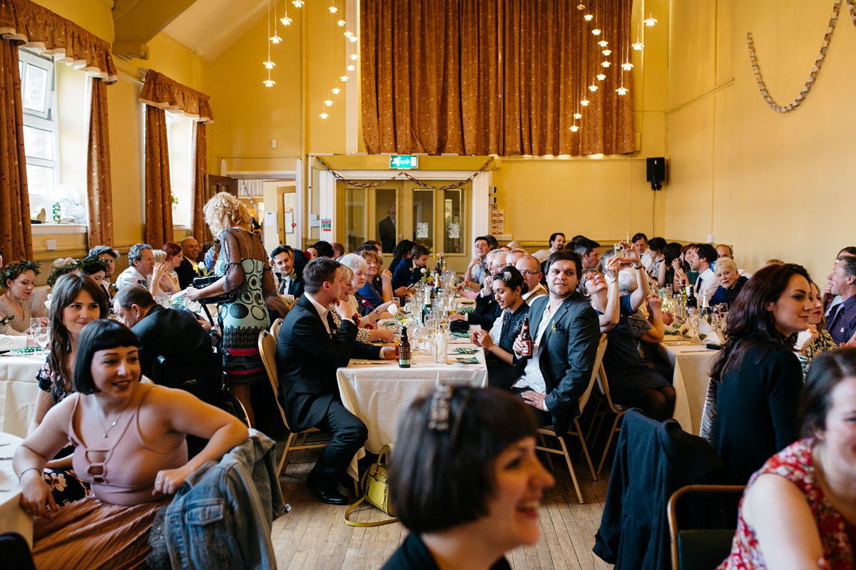 Bride Grace wore a pair of yellow shoes and a Kate Beaumont gown for her wedding in Sheffield. Images by Kindred Photography.