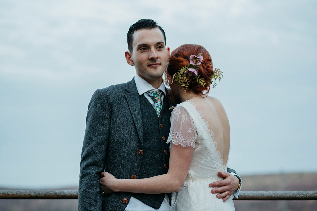 Bride Grace wore a pair of yellow shoes and a Kate Beaumont gown for her wedding in Sheffield. Images by Kindred Photography.