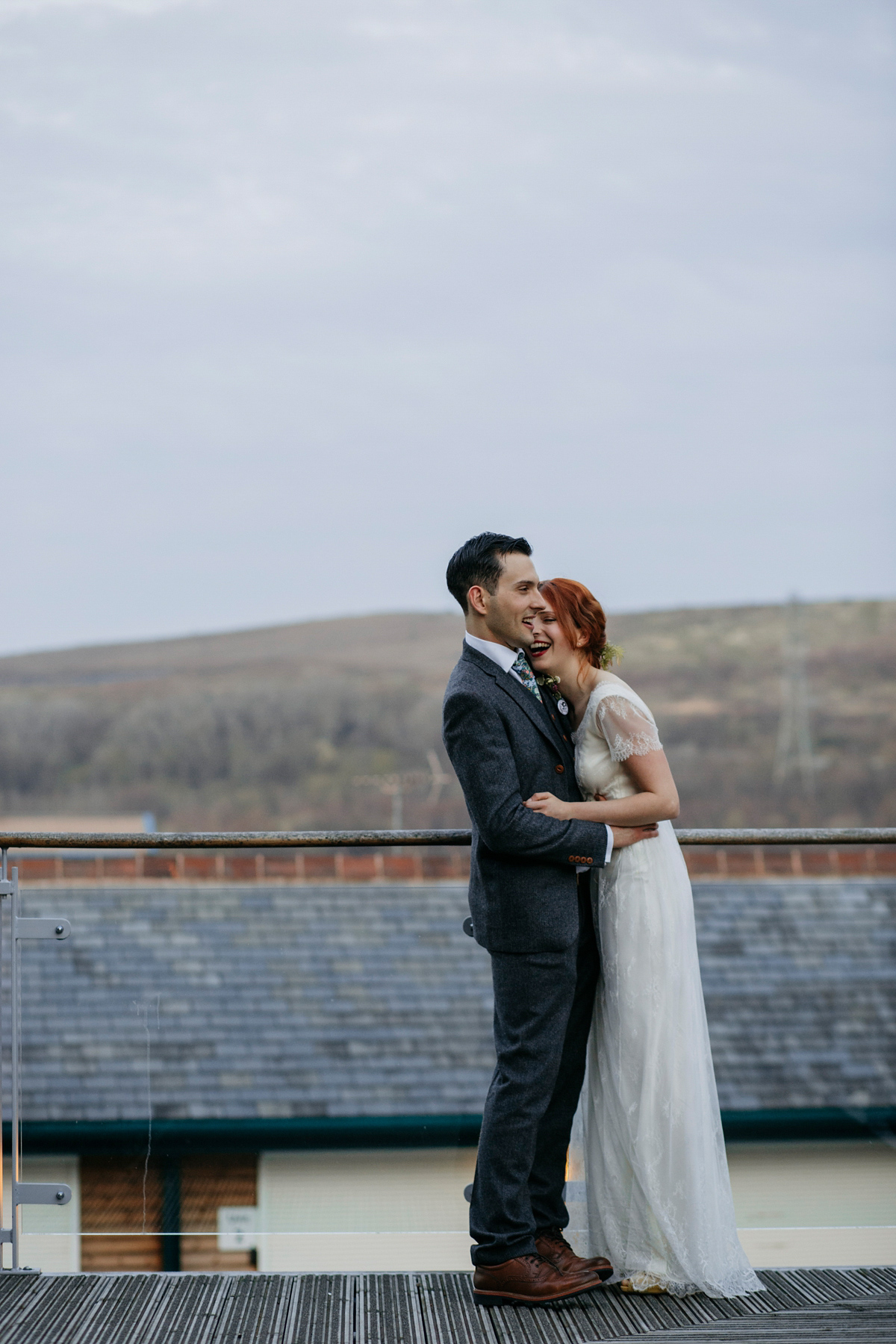 Bride Grace wore a pair of yellow shoes and a Kate Beaumont gown for her wedding in Sheffield. Images by Kindred Photography.