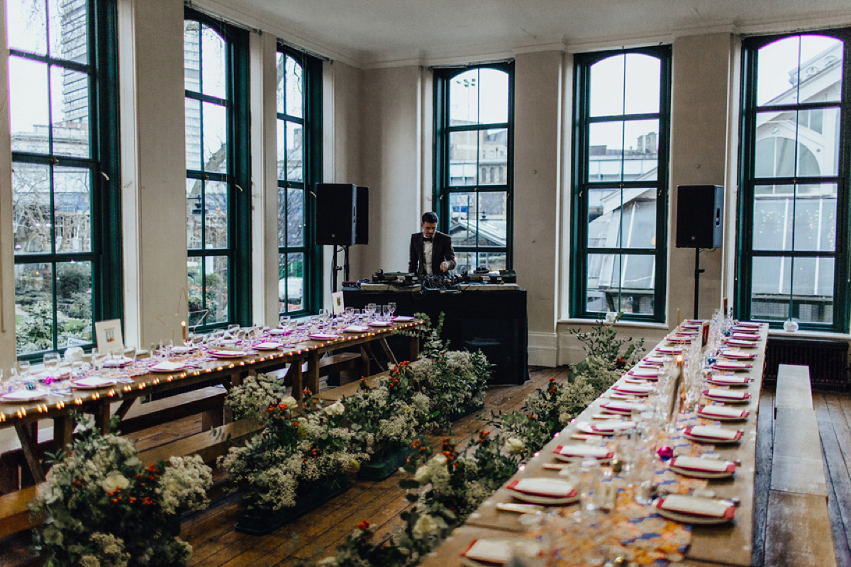 A music and food inspired West Indian inspired same sex wedding in Borough Market, London. Photography by Francesca Secolanova.