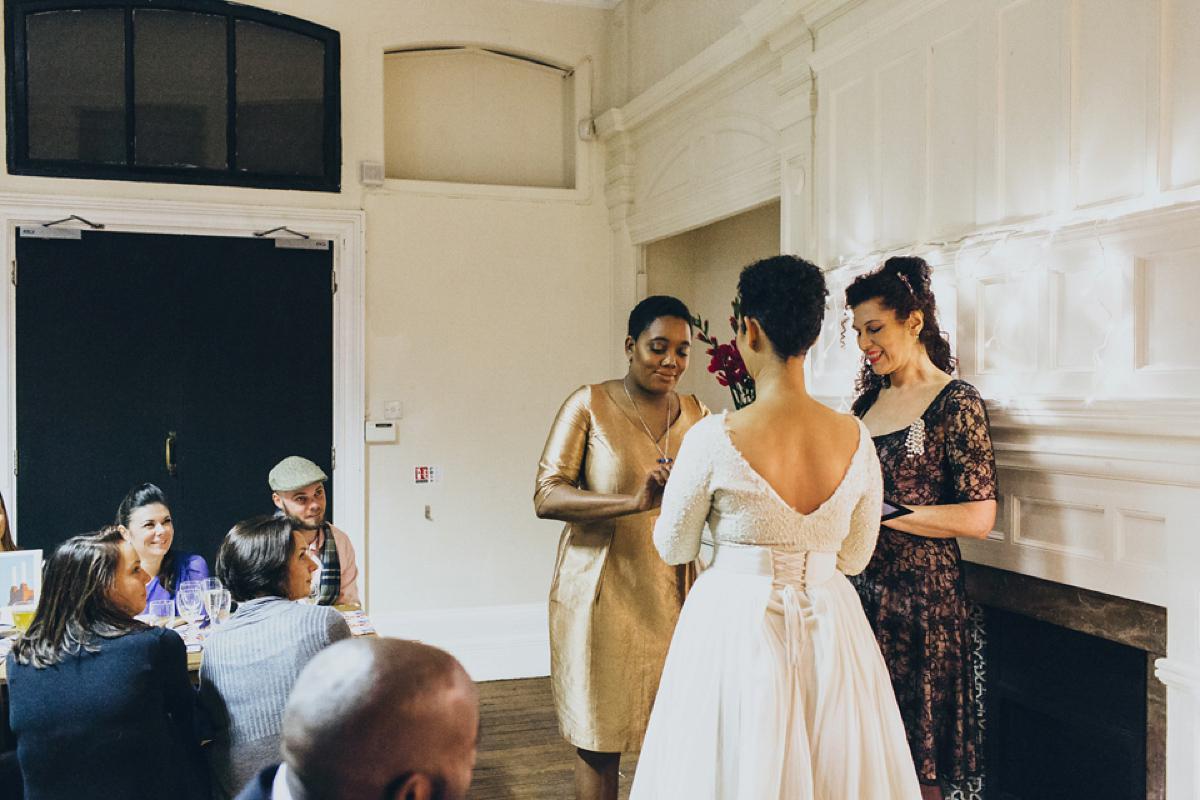 A music and food inspired West Indian inspired same sex wedding in Borough Market, London. Photography by Francesca Secolanova.