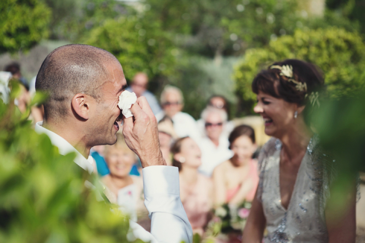 The bride wore Nicole by Jenny Packham for her intimate and relaxed wedding in Spain. Photography by Lisa Jane.