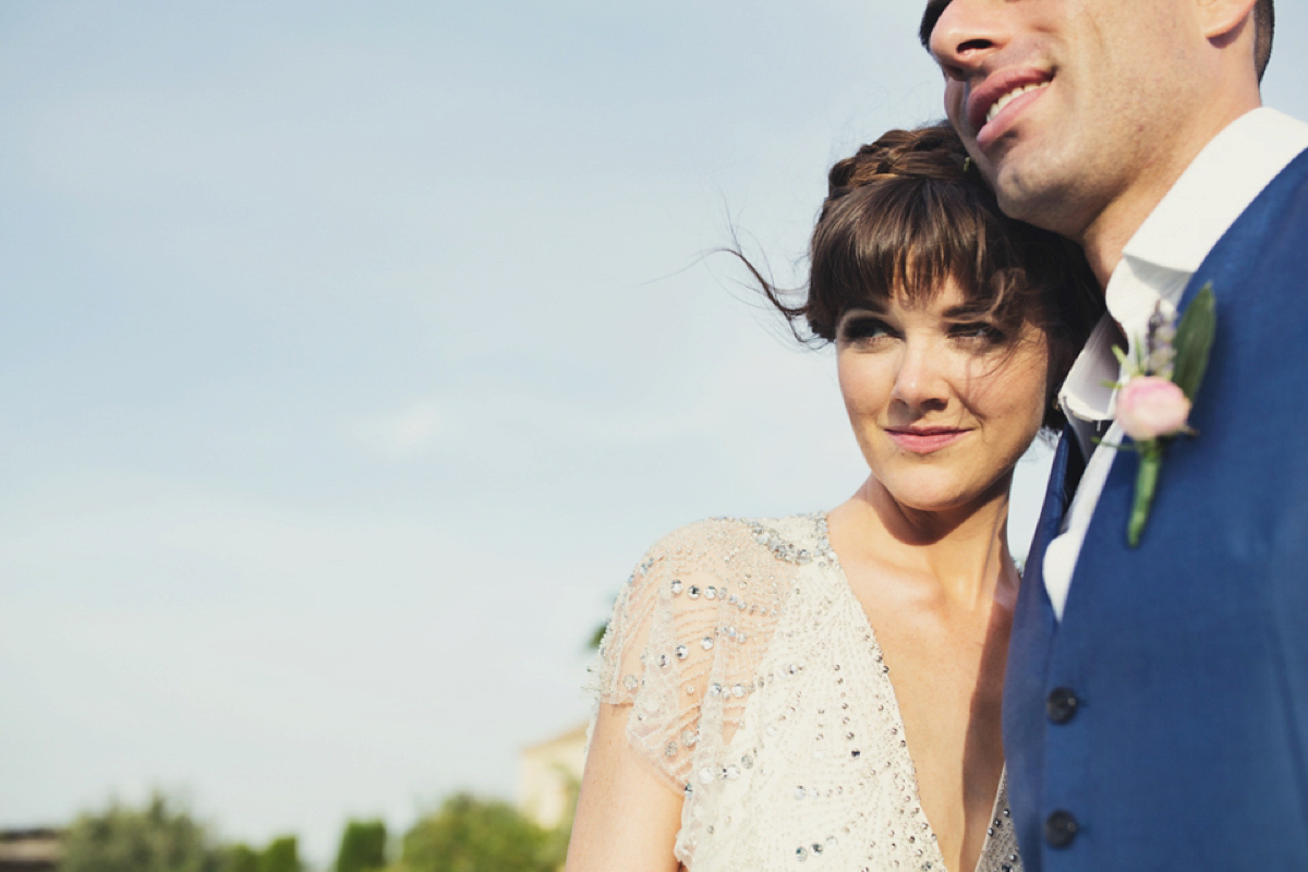 The bride wore Nicole by Jenny Packham for her intimate and relaxed wedding in Spain. Photography by Lisa Jane.