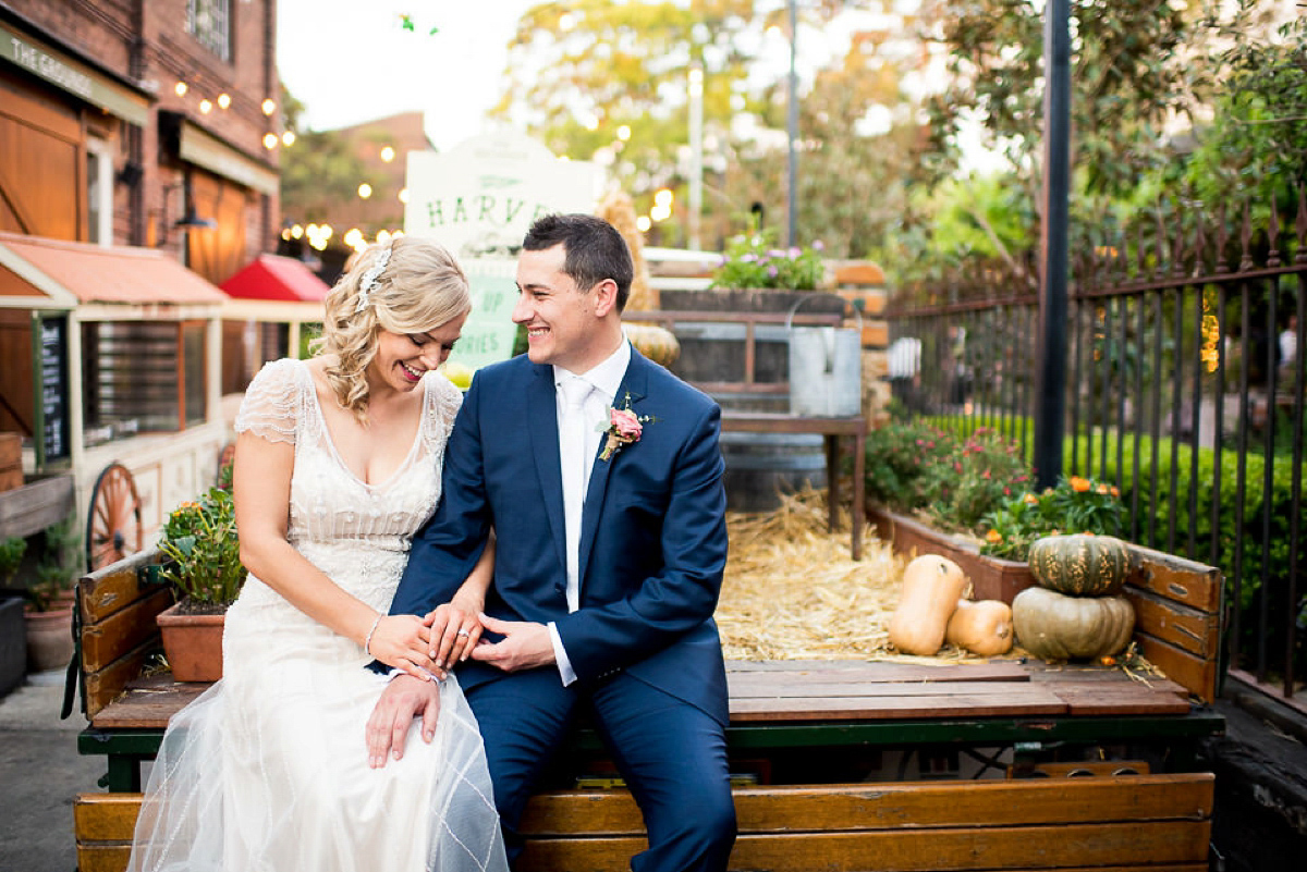 Ettia by Maggie Sottero for a rustic glamour inspired wedding. Images by Gold Hat Photography.