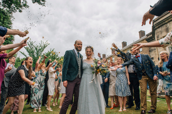 A Pale Green Dress and First Look for a Feminist Wedding in Yorkshire