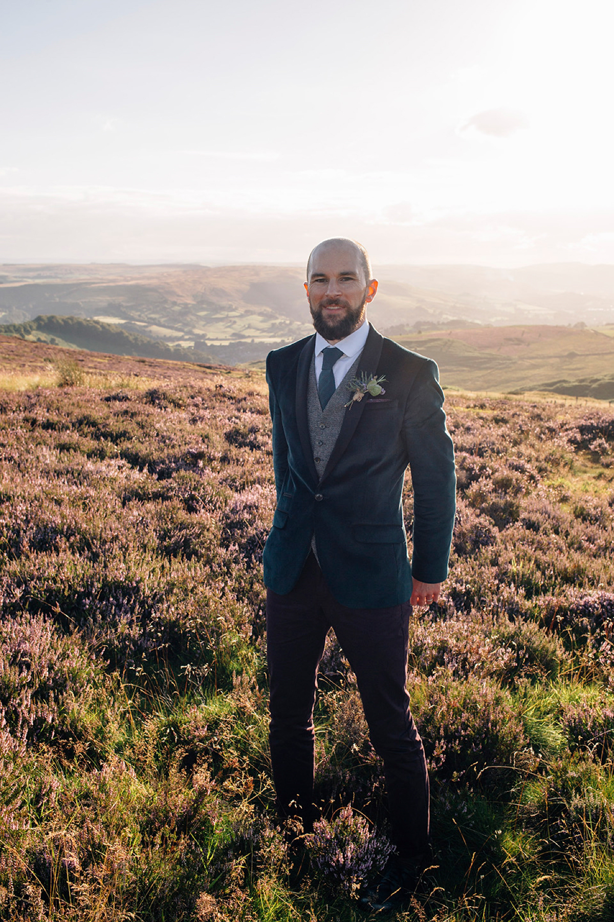 A pale green dress and first look for a feminist wedding in Yorkshire. Dress by Kate Beaumont, images by Kindred Photography.