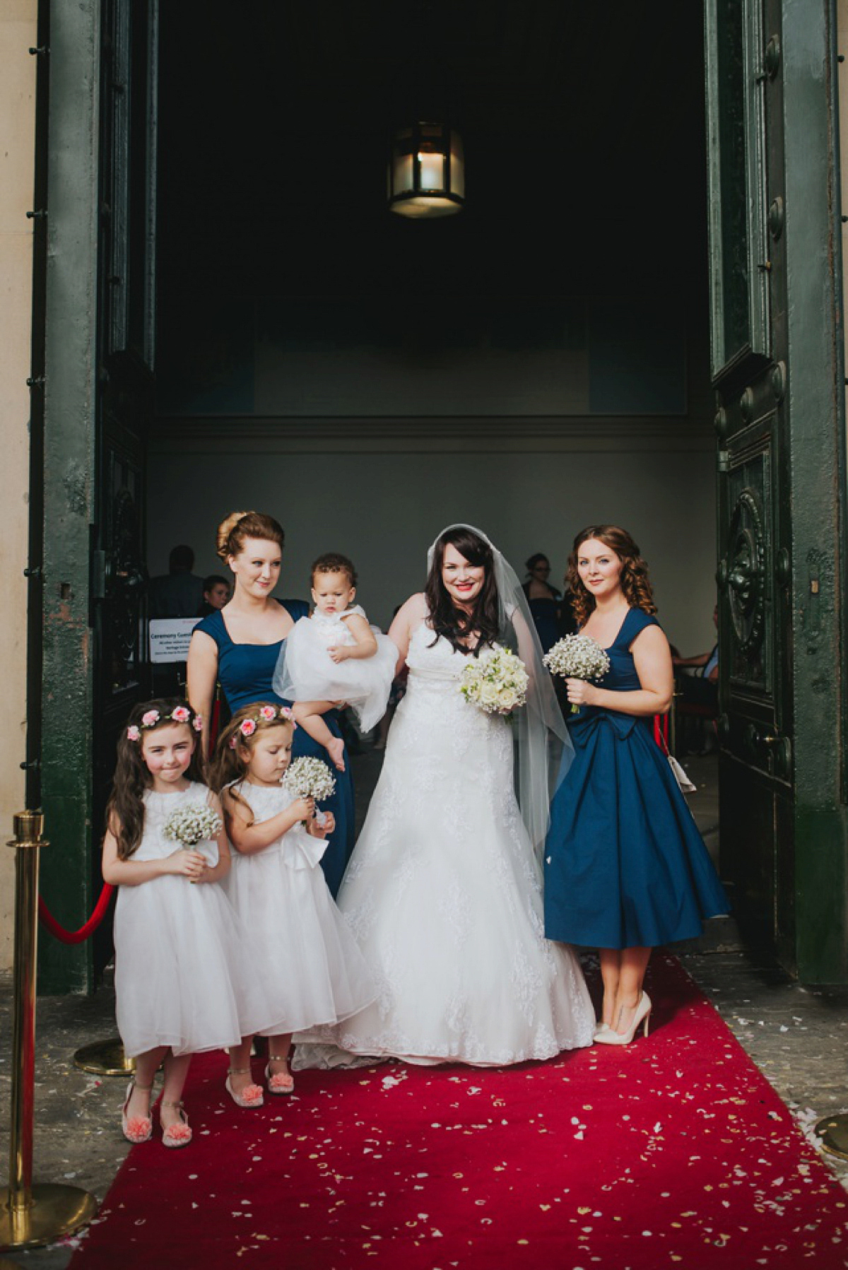 A Juliet cap veil and red lipstick for a quirky vintage wedding in Liverpool. Photography by Becky Ryan.