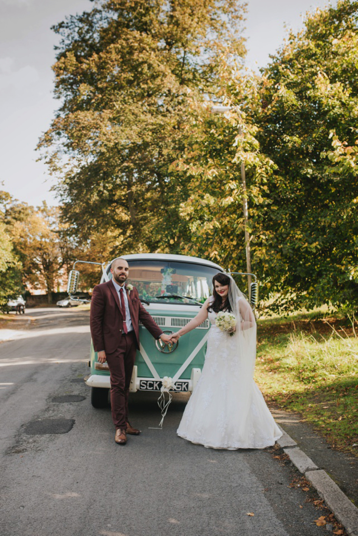 A Juliet cap veil and red lipstick for a quirky vintage wedding in Liverpool. Photography by Becky Ryan.