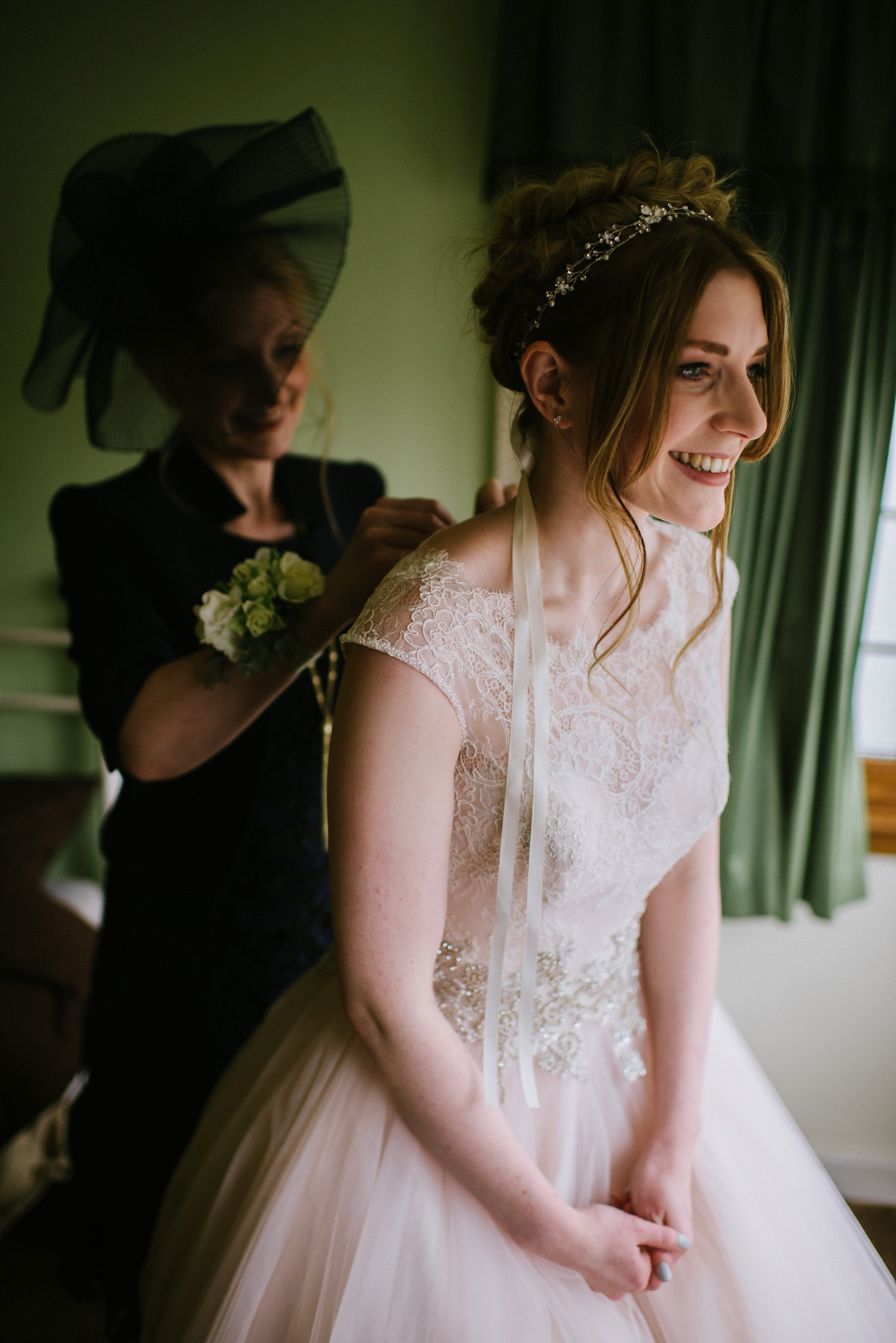 Jade wore a leather jacket with her Allure Bridals gown. Photography by Ed Godden.