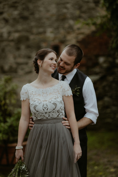 Soft Grey Jenny Yoo Tulle and Tadashi Shoji Lace for a Rustic Italian Villa Wedding