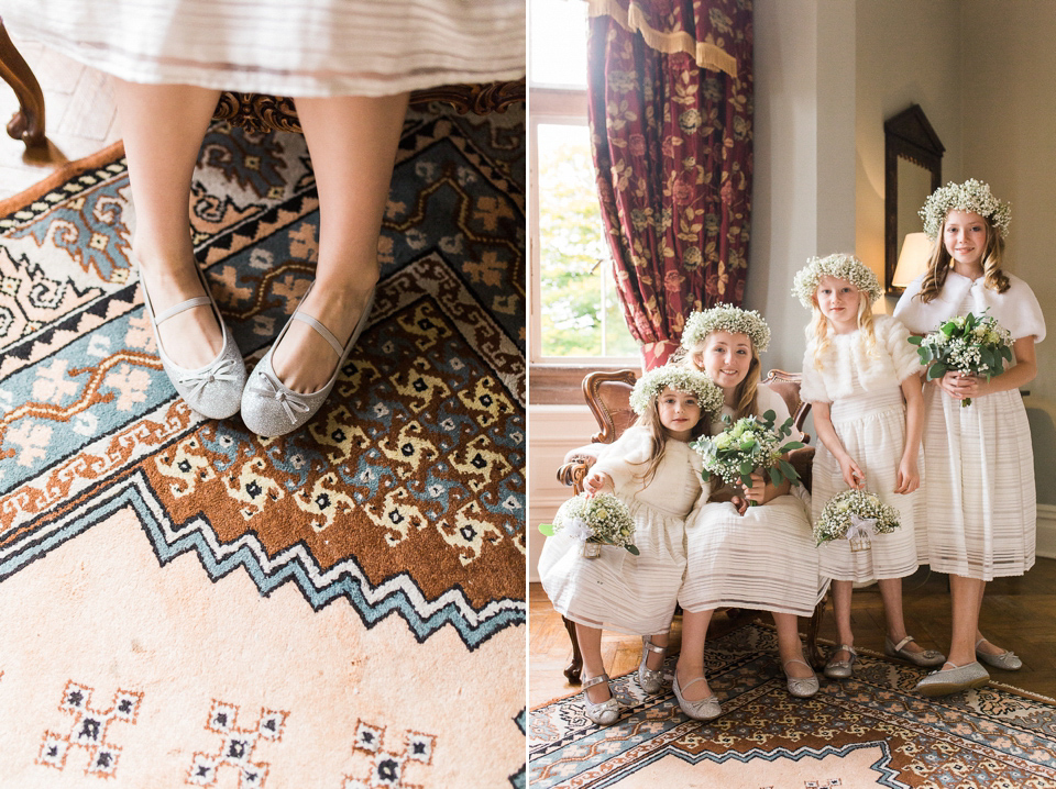 Jill wears an Essense of Australia gown for her Autumn wedding at Ellingham Hall in Northumberland. Photography by Helen Russell.