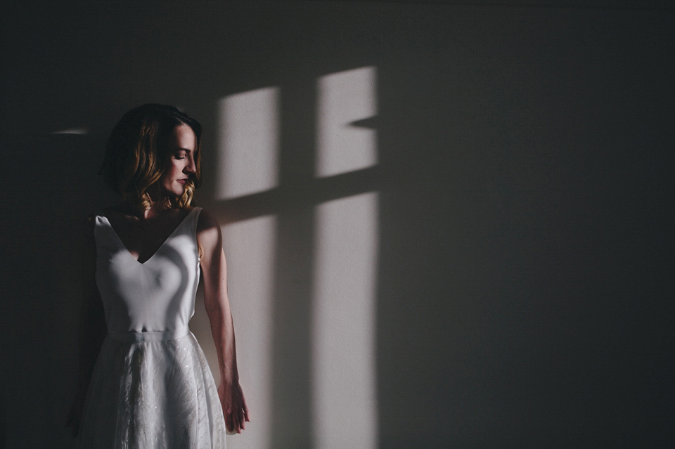 Katherine wears a Charlie Brear gown for her wedding at the Baltic Gateshead. Photography by The Twins.