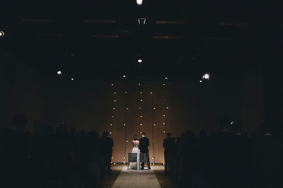 Katherine wears a Charlie Brear gown for her wedding at the Baltic Gateshead. Photography by The Twins.