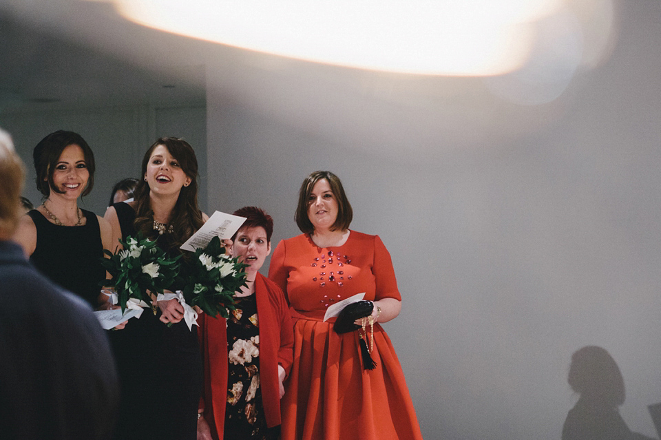 Katherine wears a Charlie Brear gown for her wedding at the Baltic Gateshead. Photography by The Twins.