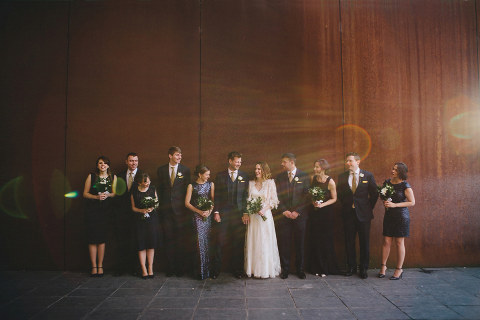 Katherine wears a Charlie Brear gown for her wedding at the Baltic Gateshead. Photography by The Twins.