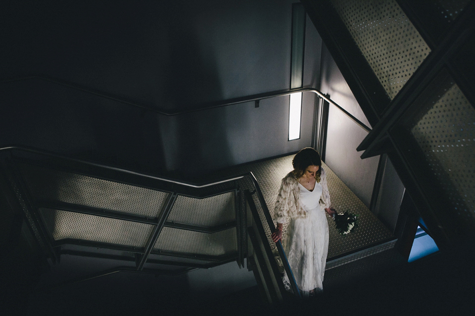 Katherine wears a Charlie Brear gown for her wedding at the Baltic Gateshead. Photography by The Twins.