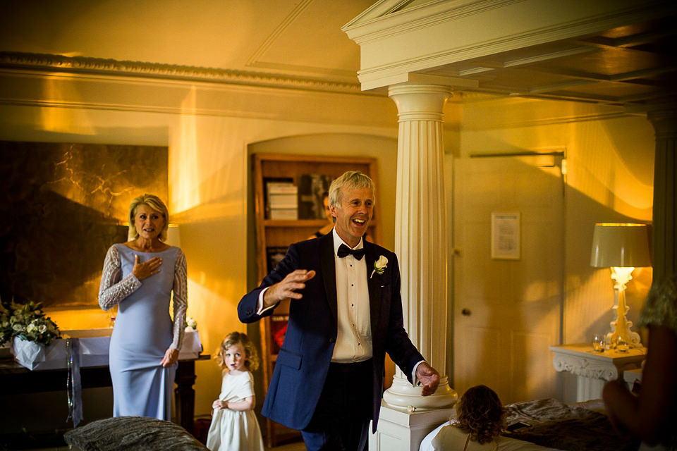 A Jenny Packham dress for an elegant black tie wedding at Aynhoe Park. Photography by Matt Parry.