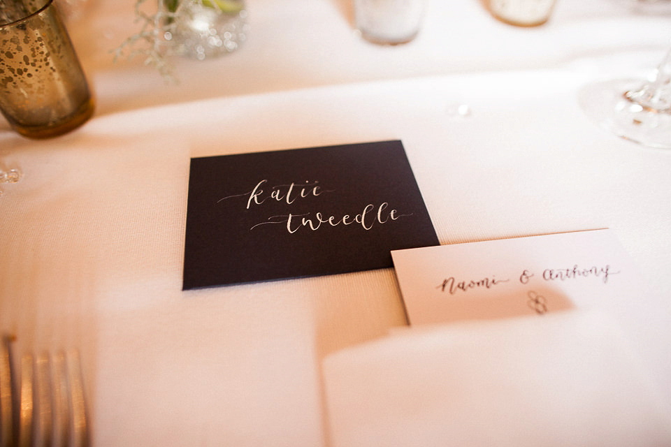 A Jenny Packham dress for an elegant black tie wedding at Aynhoe Park. Photography by Matt Parry.