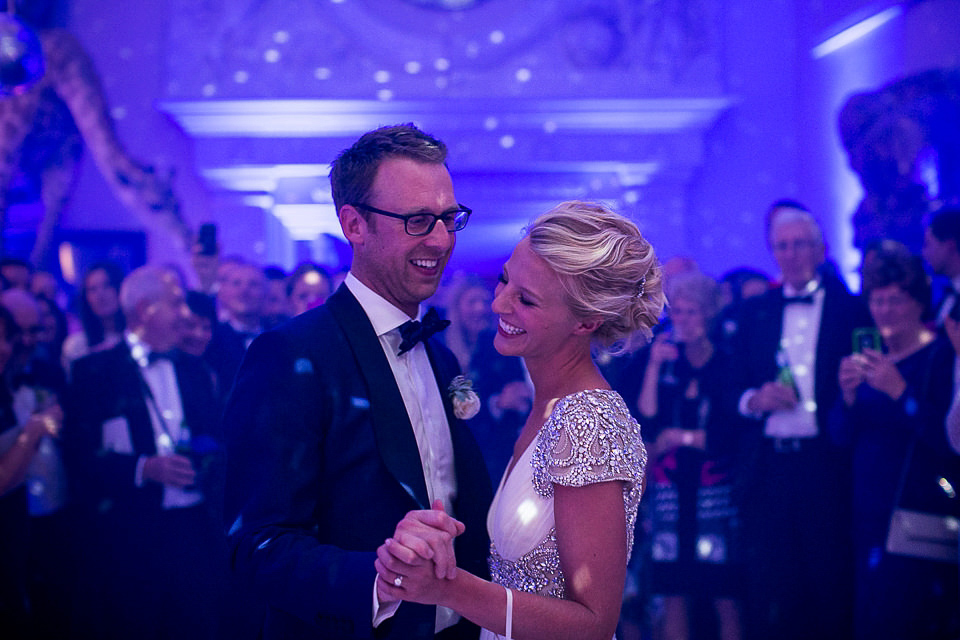 A Jenny Packham dress for an elegant black tie wedding at Aynhoe Park. Photography by Matt Parry.