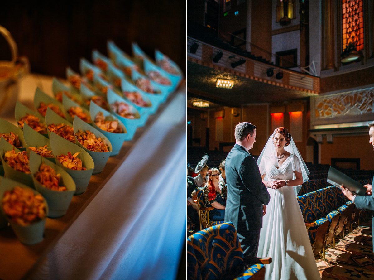 A Black tie cinema wedding. Photography by Emilie May.