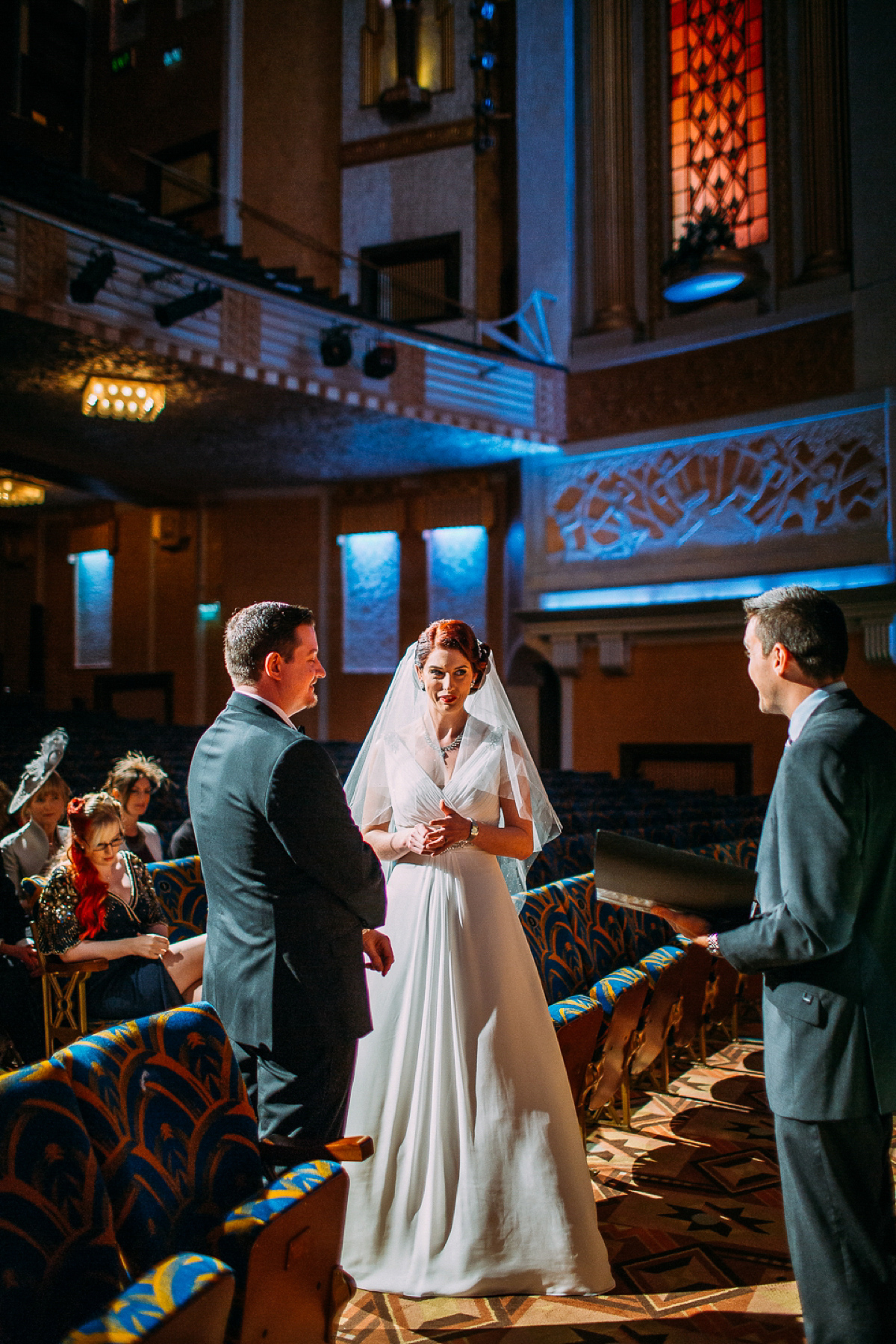 A Black tie cinema wedding. Photography by Emilie May.