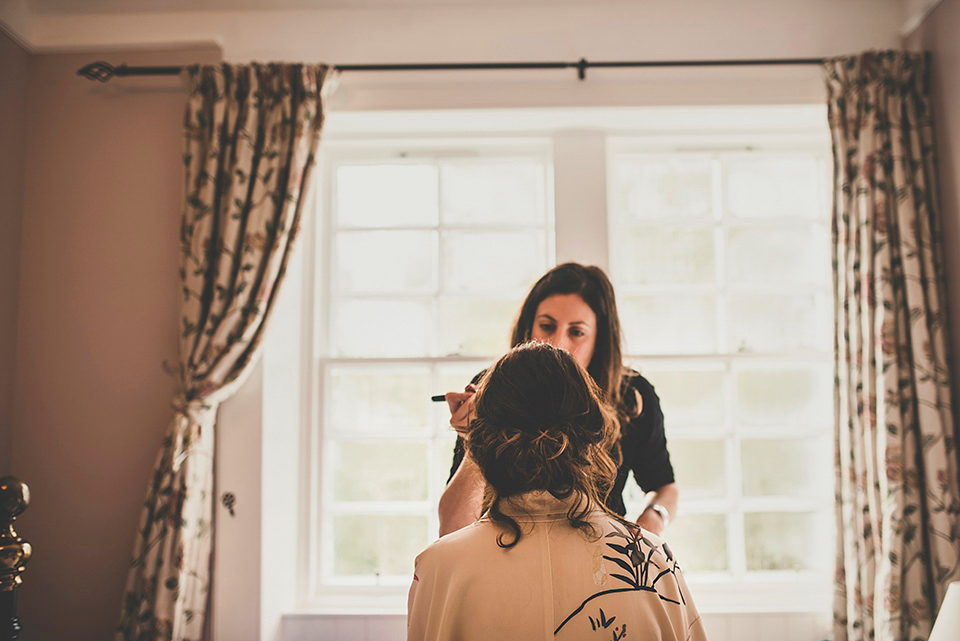 Bride Jac wore bridal separates by Wilden Bride London for her Humanist woodland wedding in Scotland. Photography by Amy Shore.