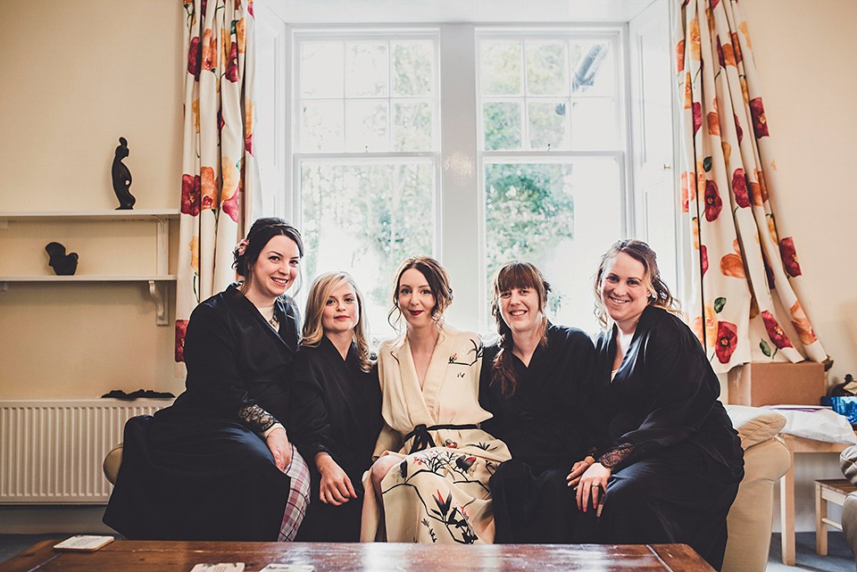 Bride Jac wore bridal separates by Wilden Bride London for her Humanist woodland wedding in Scotland. Photography by Amy Shore.