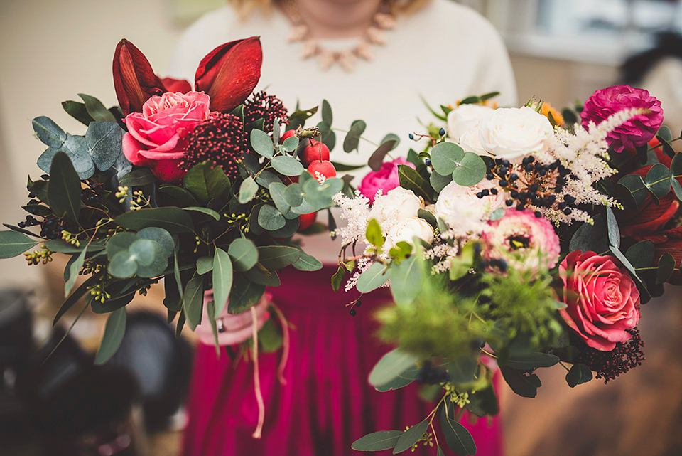 Bride Jac wore bridal separates by Wilden Bride London for her Humanist woodland wedding in Scotland. Photography by Amy Shore.