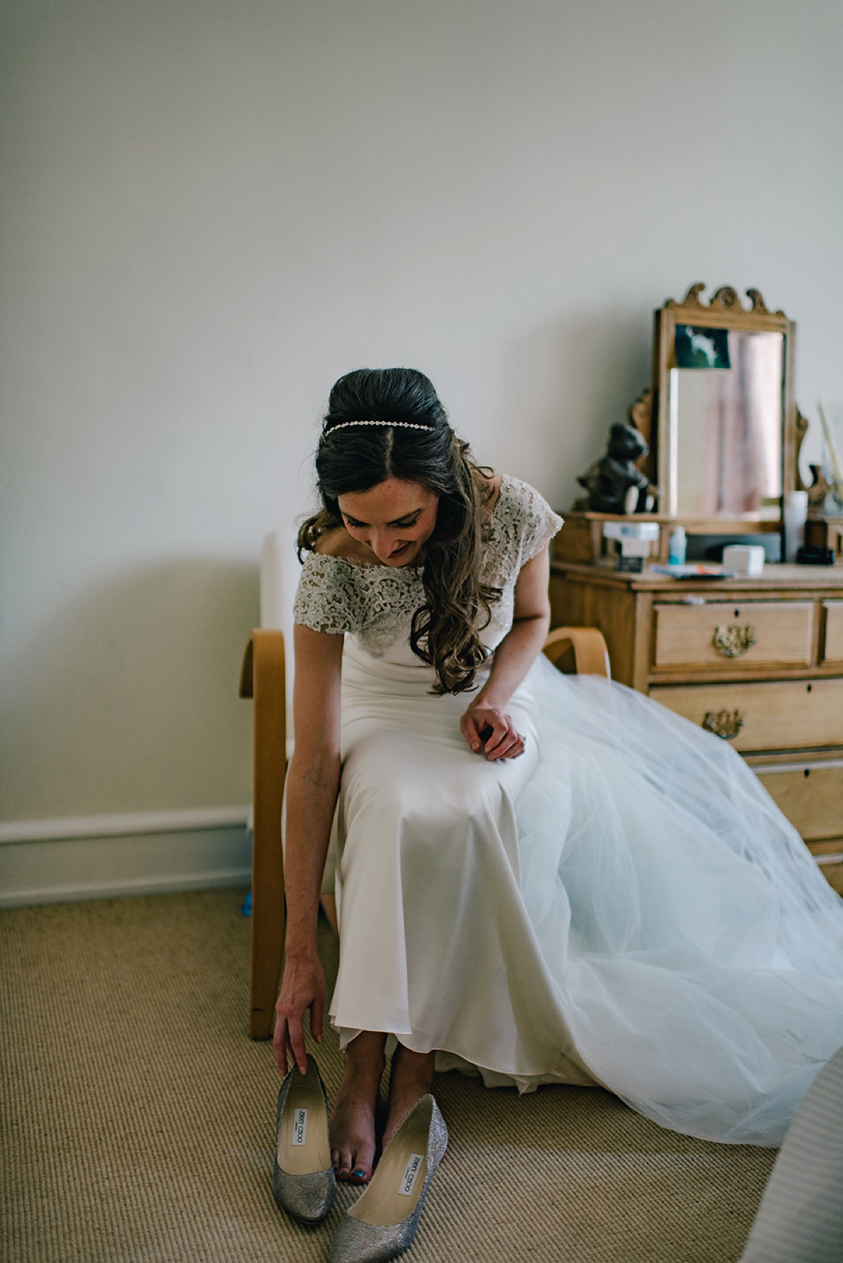 Bride Hannah wore a Gemy Maalouf gown for her glamrous Botleys Mansion Wedding. Photography by Jacqui McSweeney.