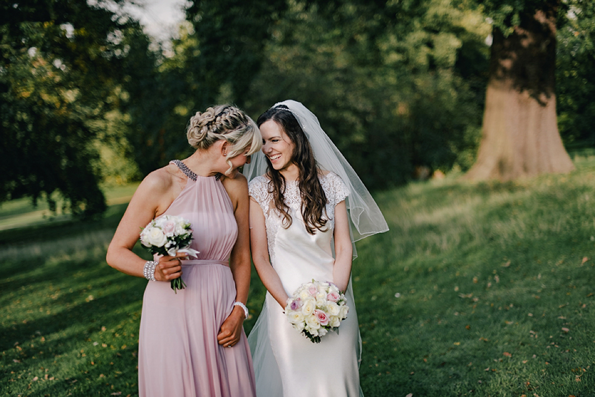 Bride Hannah wore a Gemy Maalouf gown for her glamrous Botleys Mansion Wedding. Photography by Jacqui McSweeney.