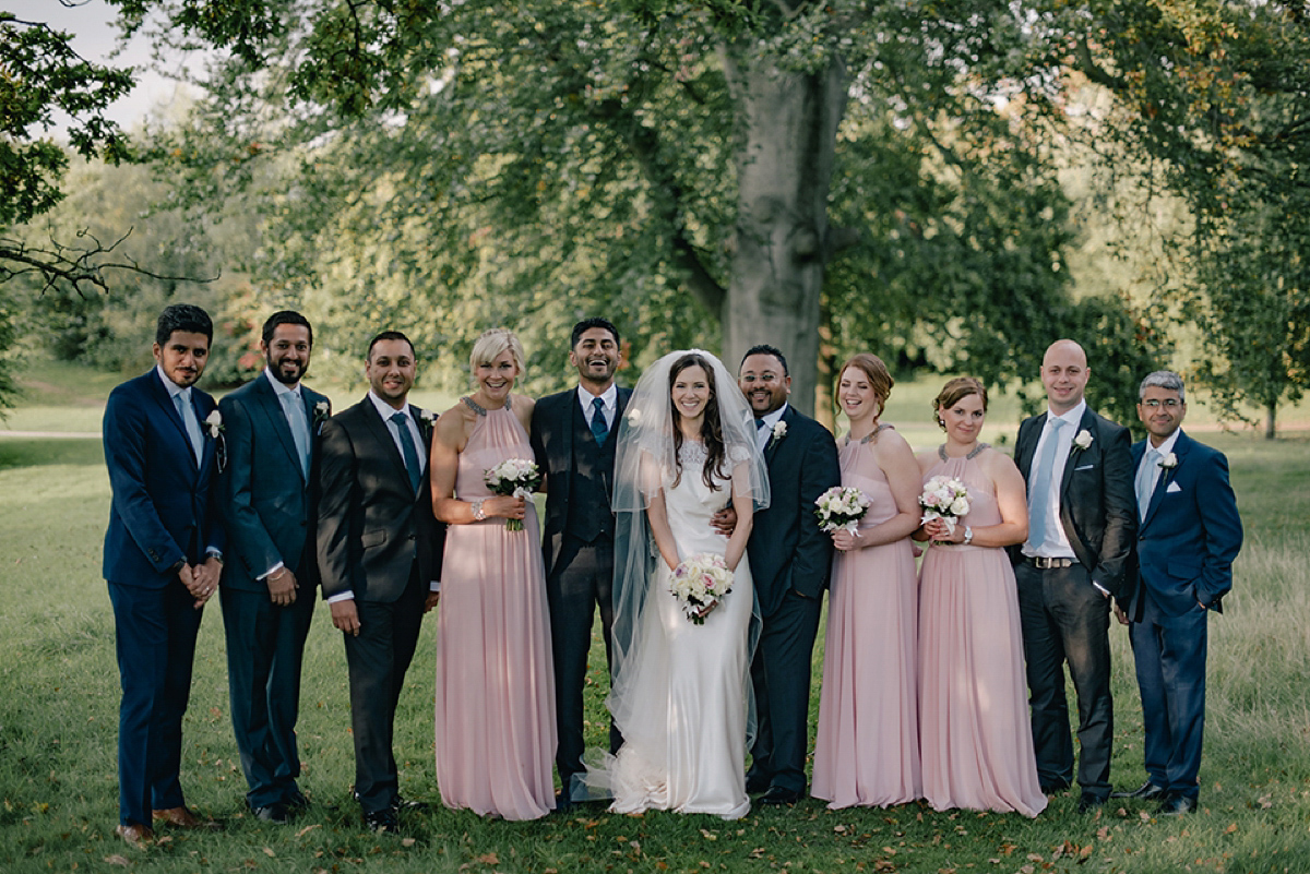 Bride Hannah wore a Gemy Maalouf gown for her glamrous Botleys Mansion Wedding. Photography by Jacqui McSweeney.