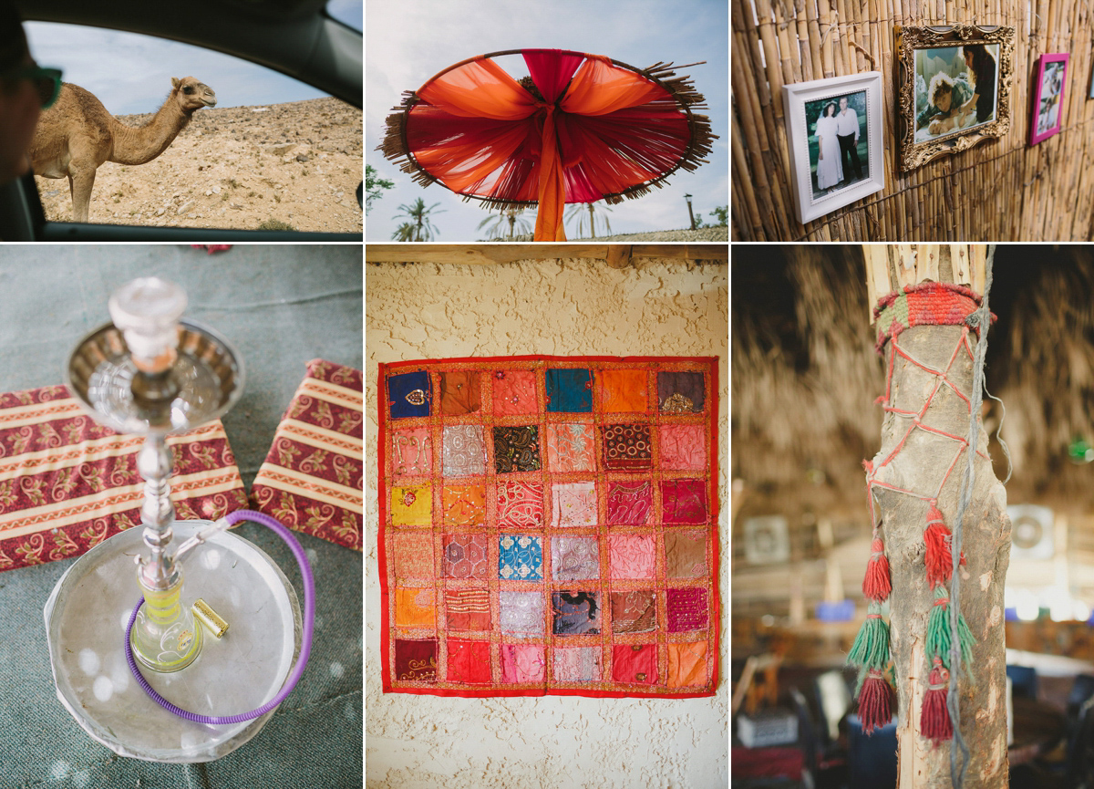 Bride Noga wore a vintage wedding dress for her modern festival wedding in the desert. Images by Echoes & Wildhearts Photography.