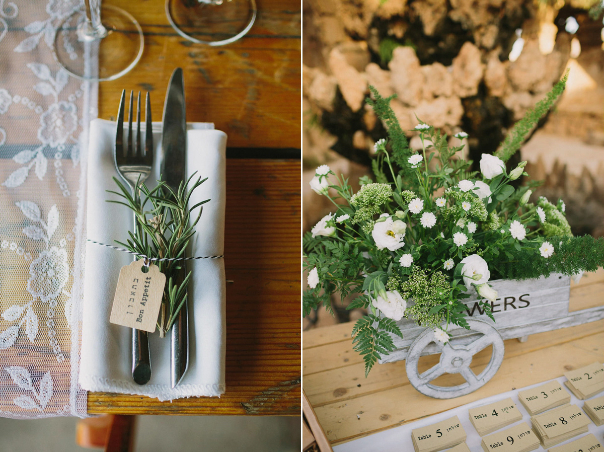 Bride Noga wore a vintage wedding dress for her modern festival wedding in the desert. Images by Echoes & Wildhearts Photography.