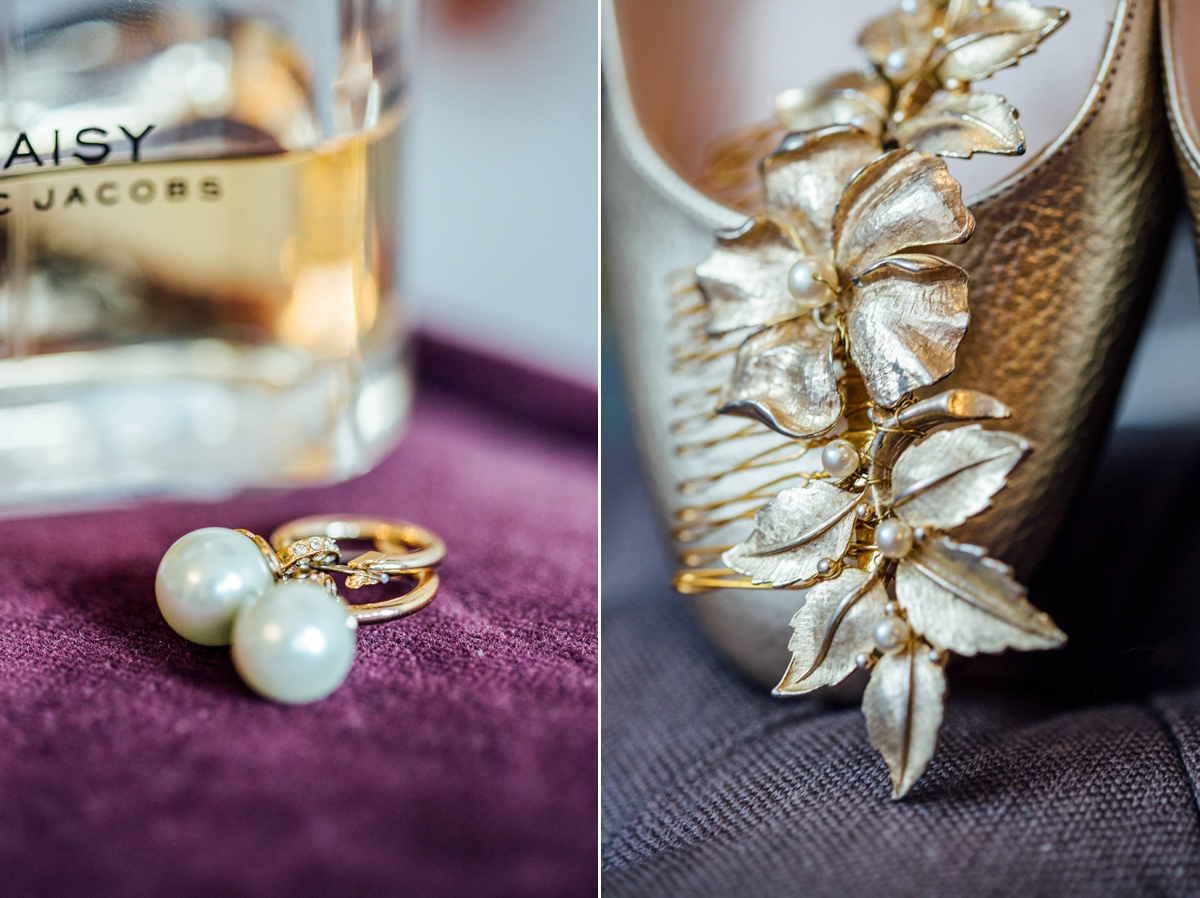 The bride wore a Catherine Deane gown for her Autumn wedding in Edinburgh. Photography by Carley Buick.