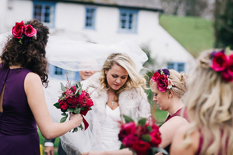 A Suzanne Neville gown for a 1940's Goodwood Vintage inspired winter wedding. Images by Eclection Photography.