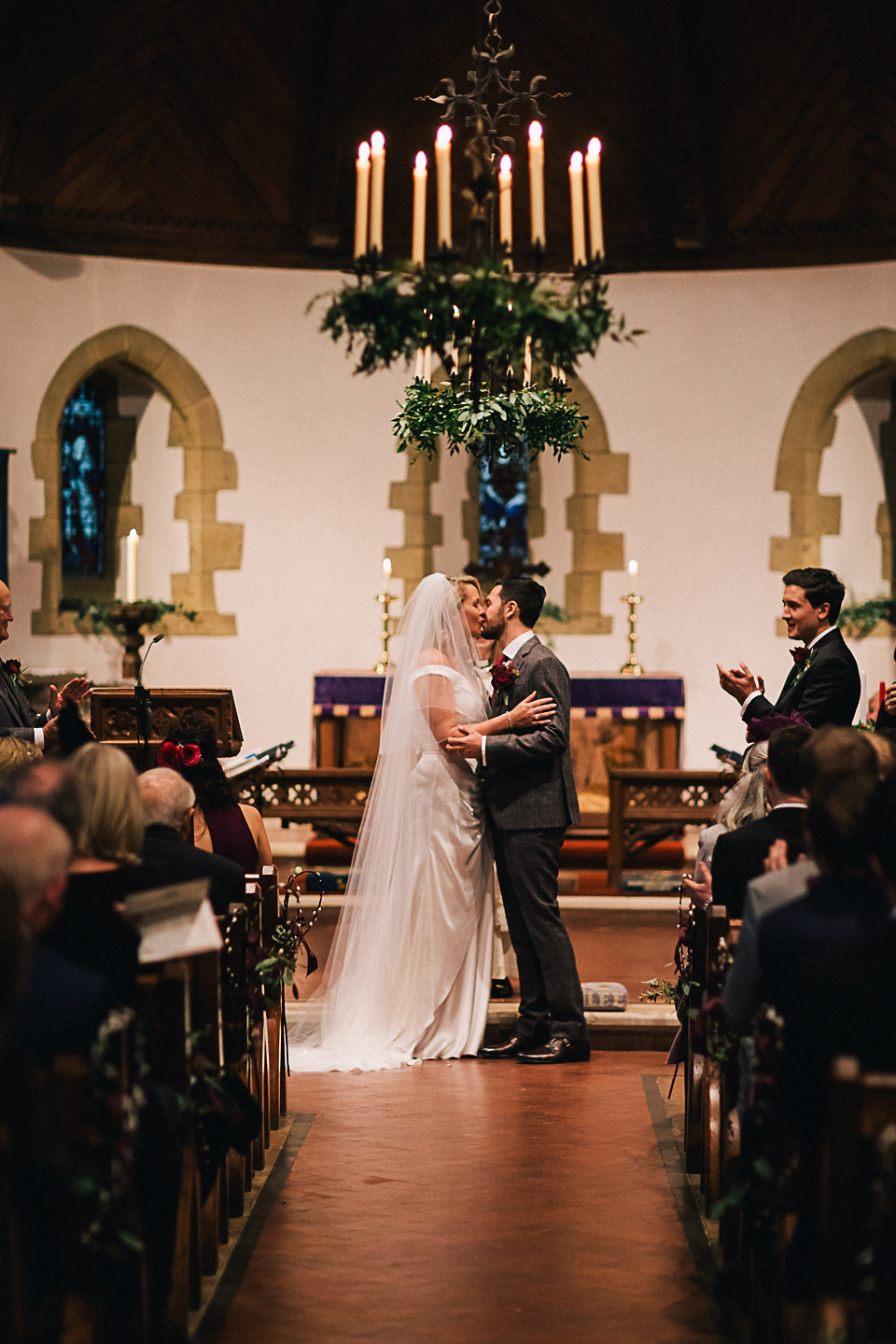 A Suzanne Neville gown for a 1940's Goodwood Vintage inspired winter wedding. Images by Eclection Photography.