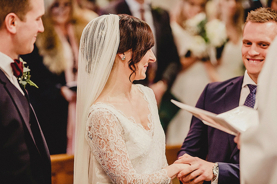 Bride Olivia wore a Charlie Brear gown for her Papakata teepee wedding on New Years Eve. The coupled tied the knot in the bride's mothers garden. Photography by Steve Rooney.