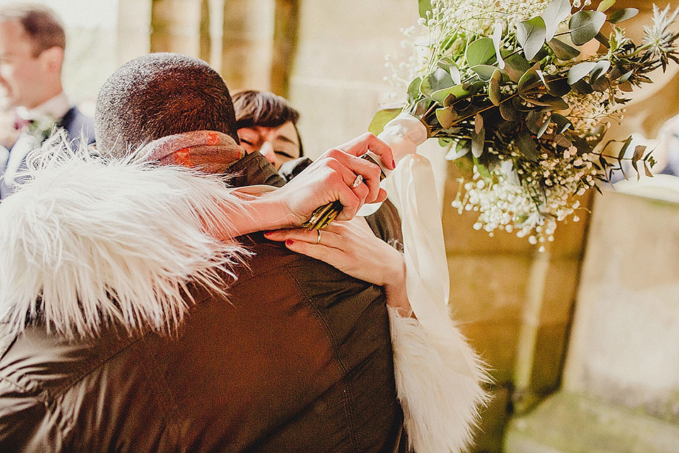 Bride Olivia wore a Charlie Brear gown for her Papakata teepee wedding on New Years Eve. The coupled tied the knot in the bride's mothers garden. Photography by Steve Rooney.