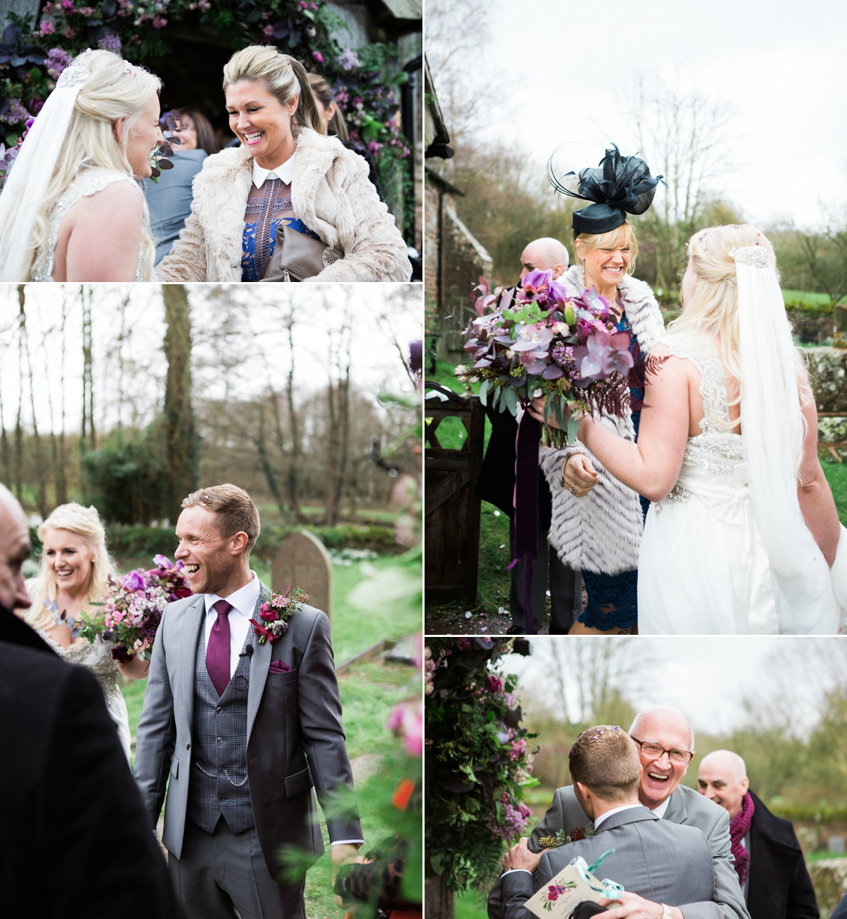 The bride wears Anna Campbell for her winter wedding at Dewsall Court. Fine Art wedding photography by Melissa Beattie.