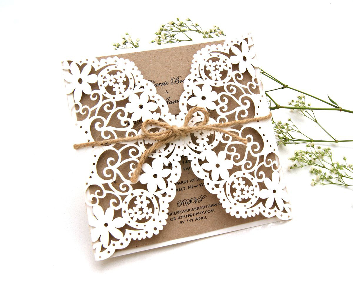 Lasercut wedding stationery by Hummingbird Card Company.