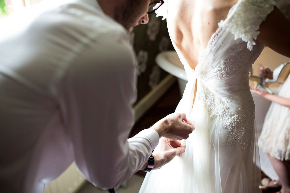 Sophie wears a Lusan Mandongus gown for her relaxed English country garden wedding. Images by Ayesha Photography.