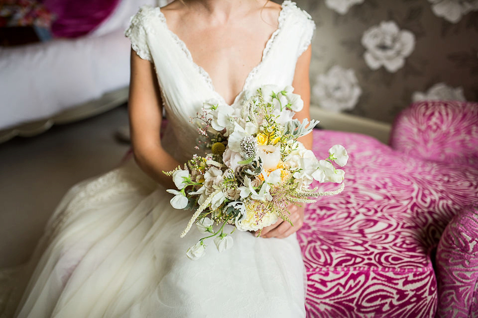 Sophie wears a Lusan Mandongus gown for her relaxed English country garden wedding. Images by Ayesha Photography.