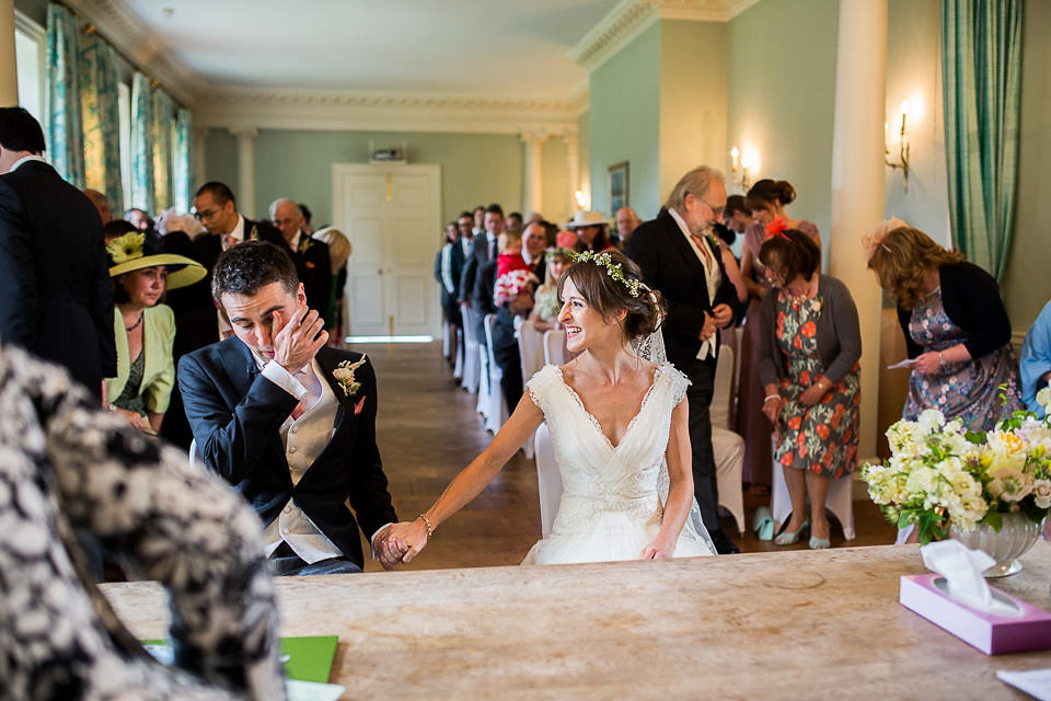 Sophie wears a Lusan Mandongus gown for her relaxed English country garden wedding. Images by Ayesha Photography.